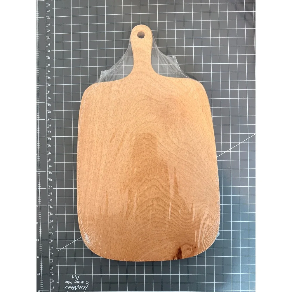 Beech Wood Cutting Board Paddle Charcuterie Cheese Serving Platter with Handle